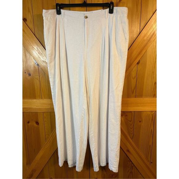 Liz Claiborne Pants - Liz Claiborne Wide Leg White Pants Woman's Size 18 Linen Blend High Rise Lined N